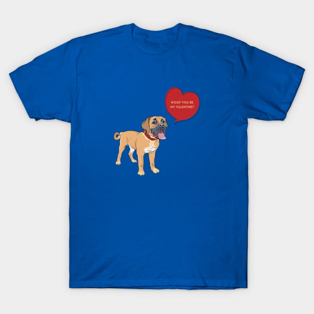 Woof You Be My Valentine? Romantic Boerboel Dog T-Shirt by Seasonal Dogs